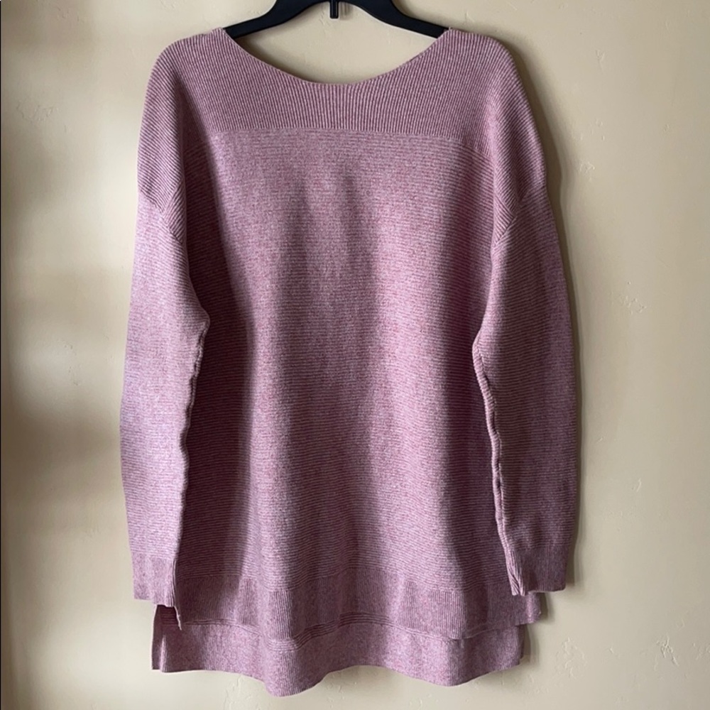 ELLE Mauve Hi-Lo Sweater w/Knot Keyhole Back EUC